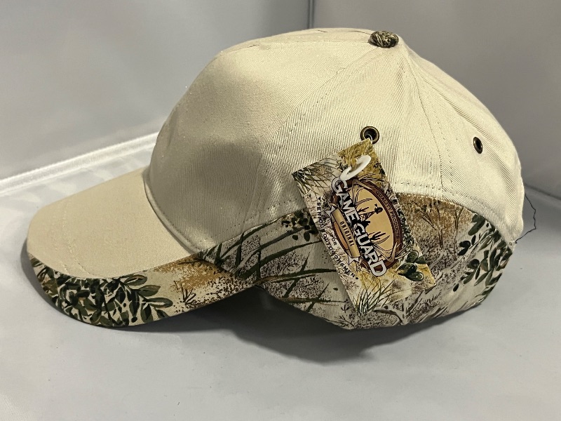 Photo 1 of GameGuard Sportwear Beige Cap with Camoflauge Pattern Along SIdes to Back 
