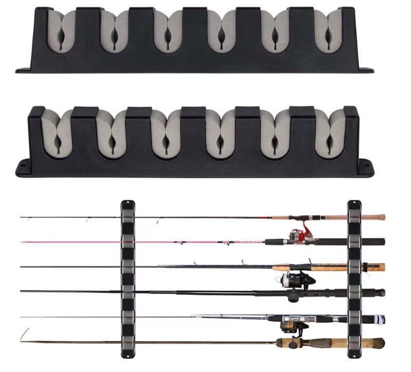 Photo 1 of 6 Rod Rack Wall Mounted Fishing Rod Rack For Boat WindSpeed 2 Pcs Horizontal Fishing Rod Holder For Garage Door