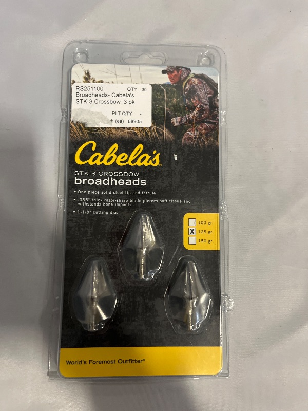 Photo 1 of Cabela's STK-3 Three-Blade Broadheads - 125 Grain
