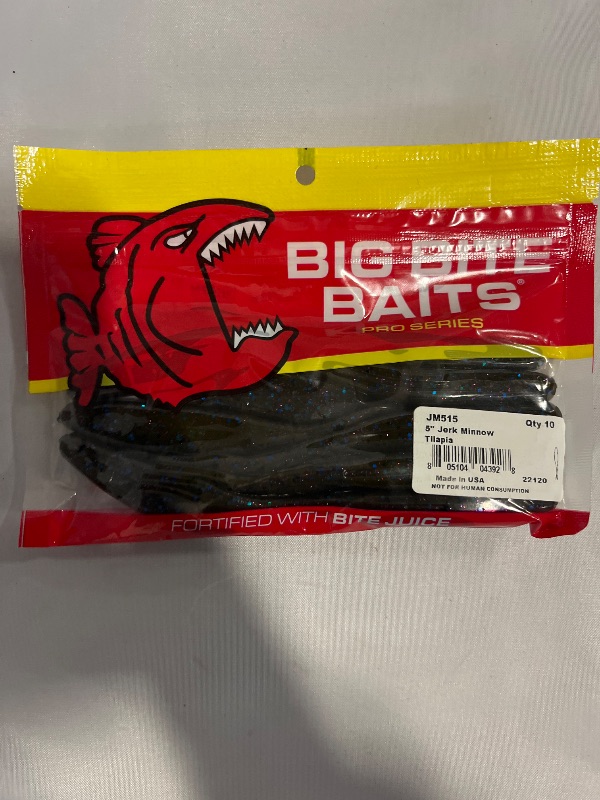 View 1 of 5" Big Bite Baits Jerk Minnow Tilapia 10pk