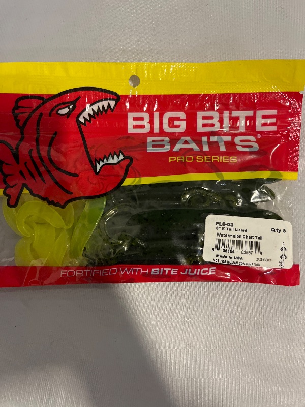 Photo 1 of Big Bite Baits 8" Kriet Lizard 8/pk Watermelon Chartreuse Tail