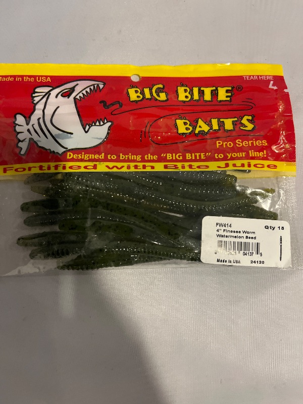 Photo 1 of Big Bite Baits 4" Finesse Worm watermelon seed  (15 Pack)