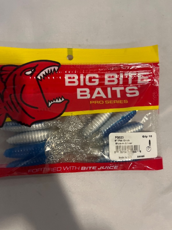 Photo 1 of Big Bite Baits 6" Fat grub blue-and-silver 10pack