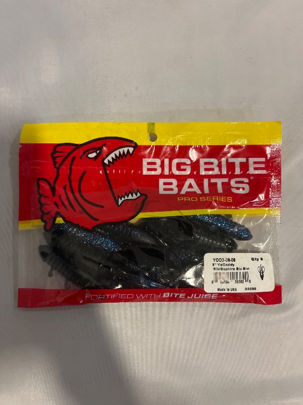 Photo 1 of Big Bite Baits 3" YoDaddy black/sapphire blue silver 8pack