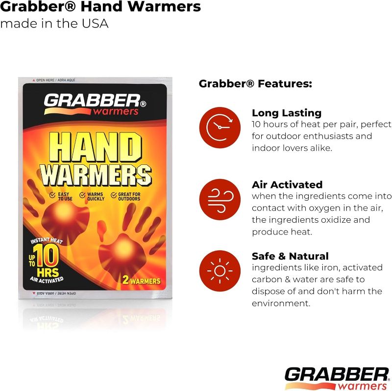 View 3 of Grabber Hand Warmers - Long Lasting Natural Odorless Air Activated Warmers - Up to 10 Hours of Heat - 6 Pairs