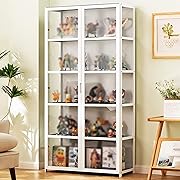 Photo 1 of 4/5 Tier Display Cabinet, Curio Cabinets Display Shelf Bamboo Storage, Storage Shelves with Acrylic Glass Door, Double Door Design for Convenient Storage, Easy To Clean ( Size : 161*82*33cm/63.4*32.2*