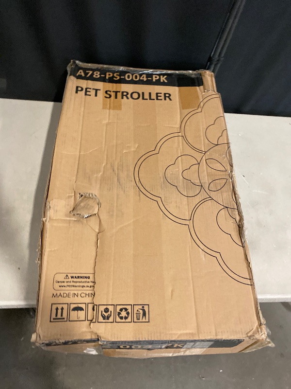 Photo 1 of MoNiBloom Pet Stroller for Large Dogs or Multiple Dogs Cats with Adjustable Handle, 3-Wheels Dual Entry Portable Dog Carting Easy Folding Pet Wagon Double Dog Stroller up to 55 lbs, Pink