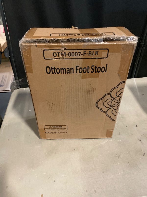 Photo 1 of Athena Collection Small Ottoman Foot Rest with Legs, PU Leather Ottoman Foot Stool with Soft Padded seat, Square Footstool FootRest for Living Room, Bedroom, Office, Black