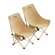 Photo 1 of Aoran Portable Folding Camping Chair with Raised Backrest & Double Comfort, Outdoor Moon Chair Lightweight Foldable for Camping, Beach, Fishing and Sports, 2 Pack