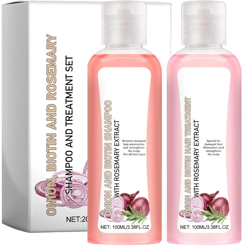 Photo 1 of Onion Biotin and Rosemary Shampoo & Treatment Set for Stronger, Thicker and Longer Hair - Soft and Shine, Hair Loss and Thinning Hair, Growth Shampoo for All Hair Types Conditioner Hair Care
