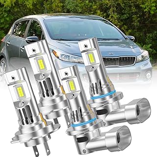 Photo 1 of LED Headlight Bulbs for Hyundai Kia Forte 2017-2021, 9005 High and H7 Low Beam, 6500K White, 55W with Built-in Fan, 4-Pack