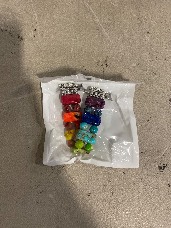 Photo 1 of Boho Natural Stone Bracelet Compatible with Apple Watch Band 42mm 44mm 45mm 49mm Handmade Beaded Rainbow Imperial Jasper Stones for iWatch Straps Replacement (Rainbow42/Silver/M)