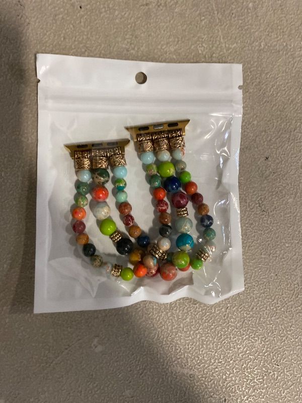 Photo 1 of Jasper Handmade Stretch Watch Band: Boho Jasper Handmade Watch Band Bohemian Natural Stone Smartwatch Stretch Bands Compatible with Apple Watch 38mm/40mm/41mm/42mm/44mm/45mm