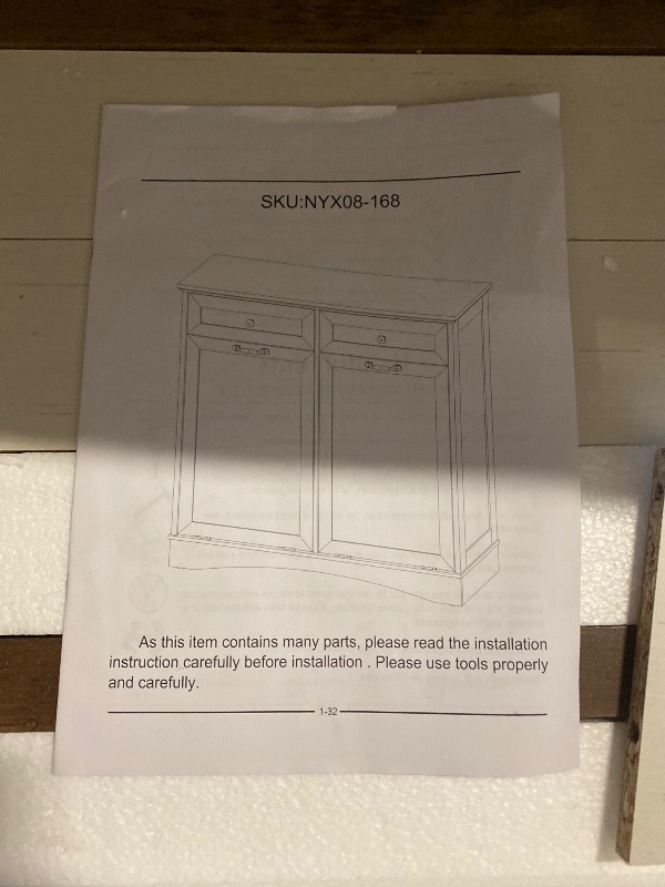 Photo 1 of AHB Double Tilt Out Trash Can Cabinet Freestanding Kitchen Trash Can, 2x13 Gallons Hidden Garbage Recycling Cabinet with Hideaway Drawers Pet Proof Trash Can Holder for Kitchen, Antique White