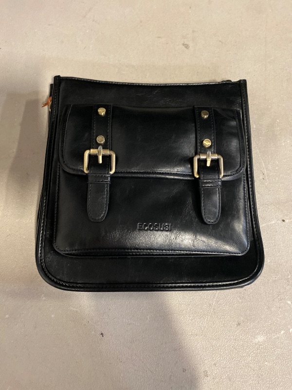 Photo 1 of Black Retro Vegan Leather School Convertible Backpack Message Bags