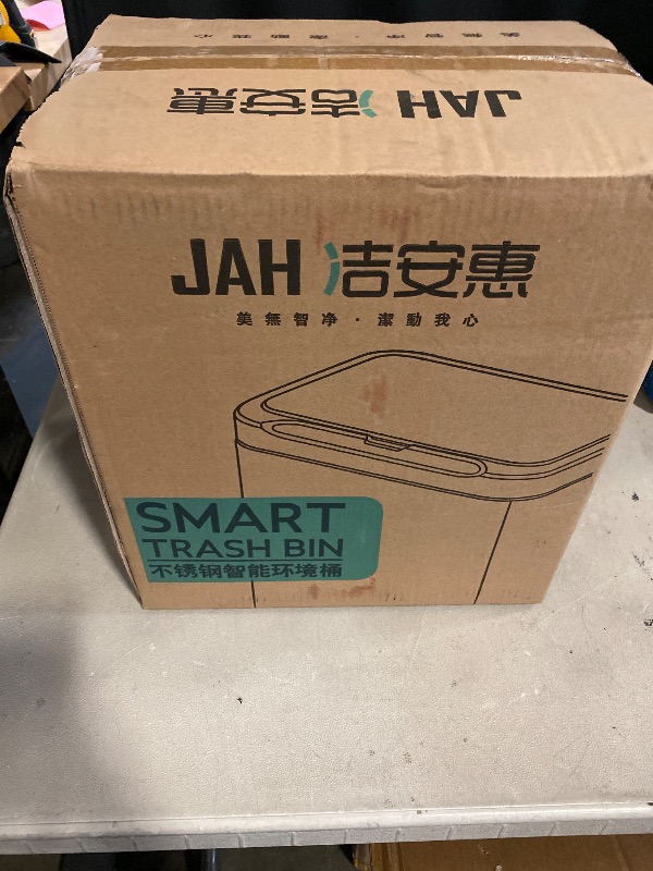 Photo 1 of ELPHECO Stainless Steel Office Trash Can Motion Sensor Garbage Can Touchless Smart Trash Can Automatic Waste Bin for Kitchen, Office, Bathroom (Avocado Green, 3.5 Gallons)