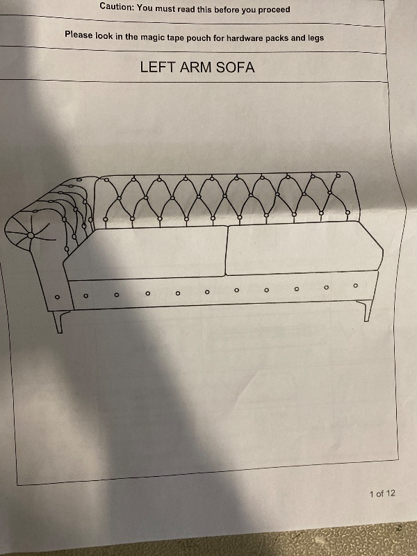 Photo 1 of 2 Seater Left Arm Green Velvet Sofa 8.5" x 59" x 30"