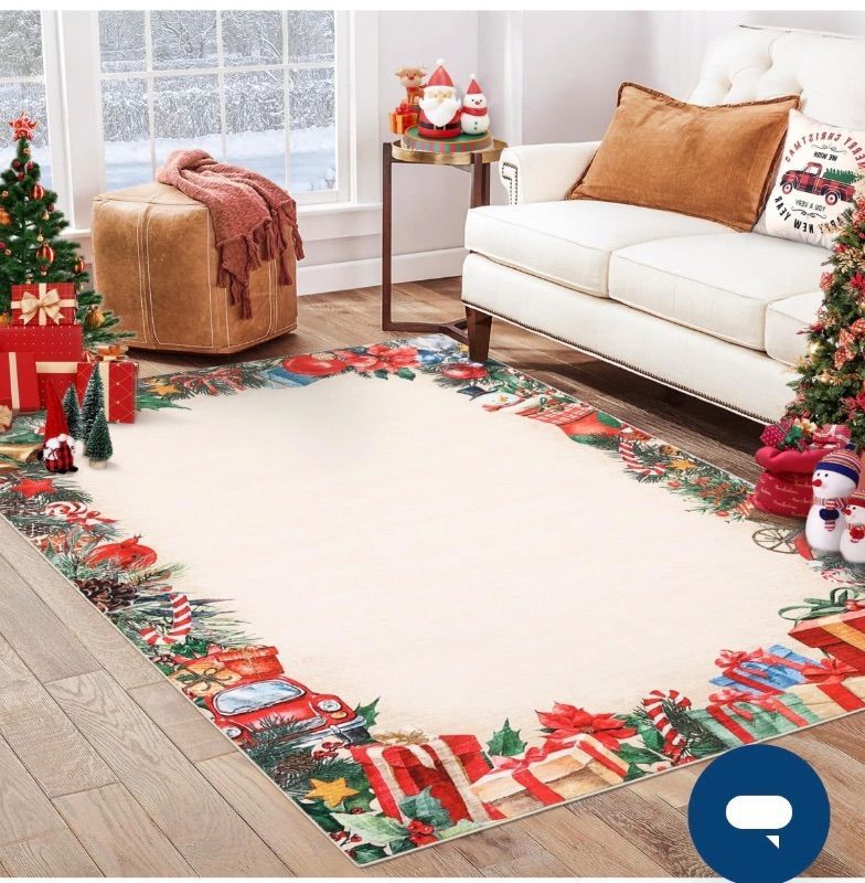 Photo 1 of Garvee Christmas Area Rug 9x12 - Non-Slip, Machine Washable - Soft Low Pile, Durable - Living Room, Bedroom, Kitchen Decor