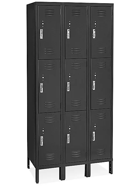 Photo 1 of Uline Three Tier Lockers - Assembled, 36 x 18 x 72", Black