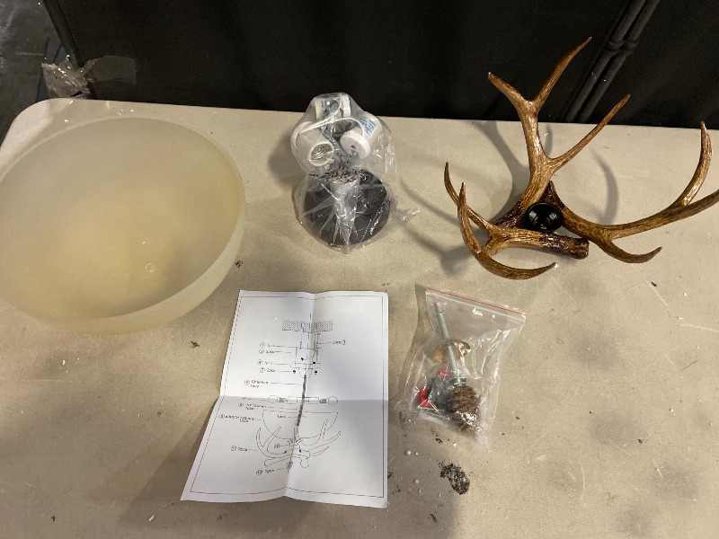 Photo 1 of Antler Glass Semi Flush Mount Fixture Ceiling Lighting, 3-light 60 Watts (12.59" H X 14.17" W) European Bronze For A Kitchen Island Dining Room Entryway
