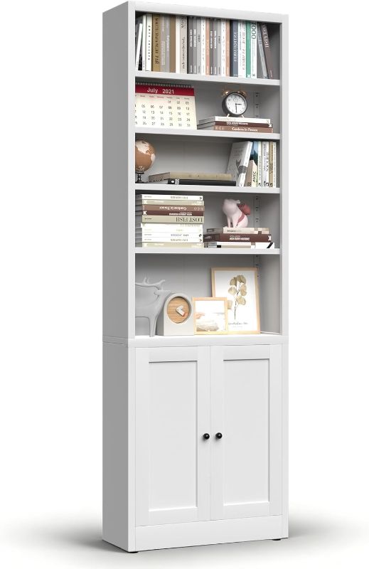 Photo 1 of BLACK*********71" Metal Bookcase with Adjustable Shelves 7 Tier Bookshelf with Doors,Tall Display Cabinet Industrial Bookshelves White Storage Cabinet Modern Book Shelf for Home Office Living Room Bedroom Black