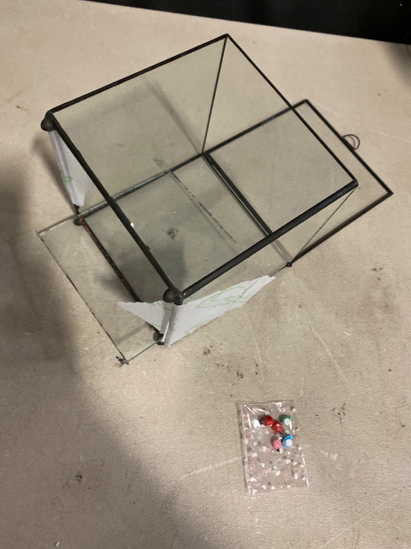 Photo 1 of Closed Glass Terrarium with Lid - 6x6x6 Inches - Black Square Glass Planter Pot for Succulent - Home Tabletop Landscape - Garden Display Flower Pot, Handmade (No Plants)
