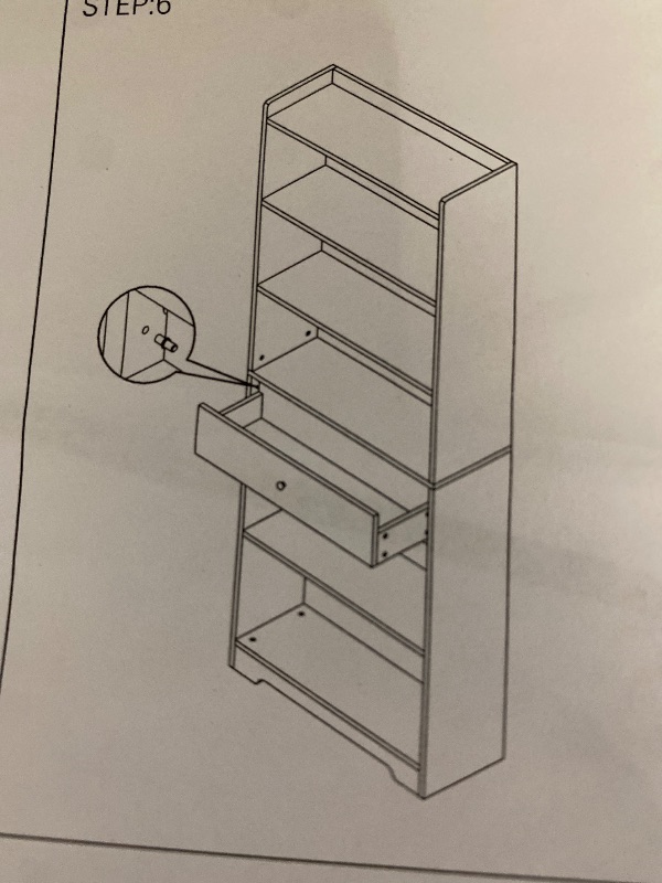 Photo 1 of Display Storage Cabinet w/ 6-Tier Shelf and 1 Drawer White