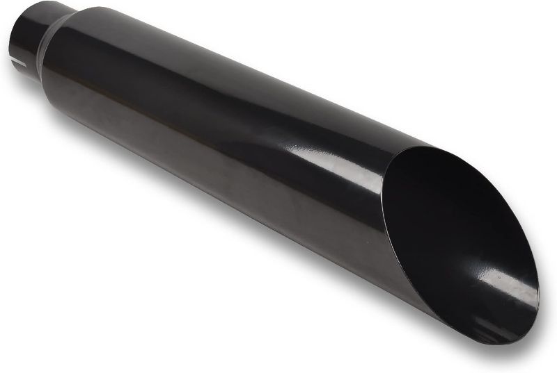 Photo 1 of 5 Inch Inlet 8 Inch Outlet Gloss Black Stainless Steel Miter Cut Diesel Exhaust Stack Diesel Exhaust Tip(Stack Smokers 5" ID Inlet 36" Long)