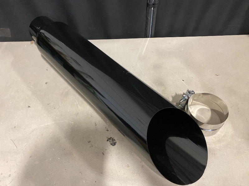 Photo 1 of 5 Inch Inlet 8 Inch Outlet Gloss Black Stainless Steel Miter Cut Diesel Exhaust Stack Diesel Exhaust Tip(Stack Smokers 5" ID Inlet 36" Long)
