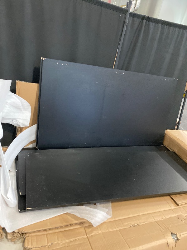 Photo 1 of Portable Folding Bar Table with Shelves,47.75 * 19.5 * 42.75in Mobile Foldable Bar Cabinet for Parties/Events/Home,Event Bar,Bar Station (Black with Black Aluminum Trim)