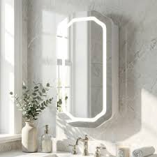 Photo 1 of LED Medicine Cabinet Mirror, Bathroom Mirror with Storage, Dimmable LED Mirror, Recessed Medicine Cabinet - White