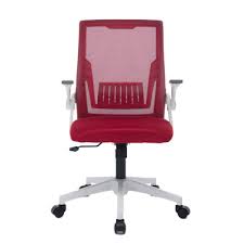 Photo 1 of Ergonomic Office Chair with Flip-up Armrests Executive Computer Chair for Home Office, Breathable Mesh & Comfy Lumbar Support Red