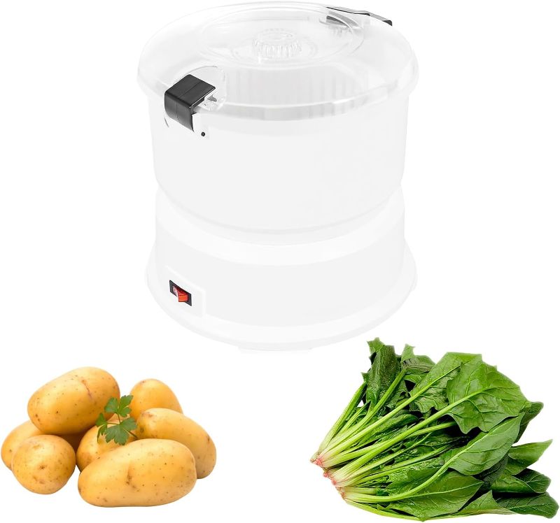 Photo 1 of Electric Potato Peeler,85W Automatic Potato Peeling Machine with Vegetable Dehydrator,Dual Safety Locks,Kitchen Peeling Tool for Potato (White)
