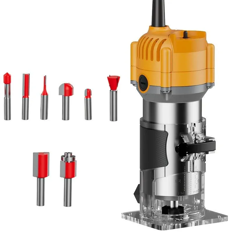 Photo 1 of HANWISE Wood Router, 6.1Amp 800W Wood Routers for Woodworking, Hand Wood Router Tool, 35000R/MIN Compact Edge Trimmer with 15 1/4" Router Bit Set Slotting And Carving, Guide Accessories And Wrenches, Suitable for DIY, Carving And Edge Treatment
