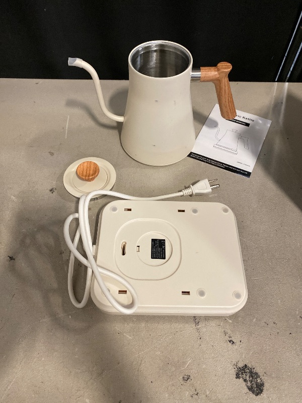 Photo 1 of Gooseneck Electric Kettle,Electric Kettles, ±1? Temperature Control, Ultra-Quiet 304 Stainless Steel, for Coffee, Tea & Milk, Auto Boil Detection, 8 Safety Protections & Memory Function(white, 0.9L)