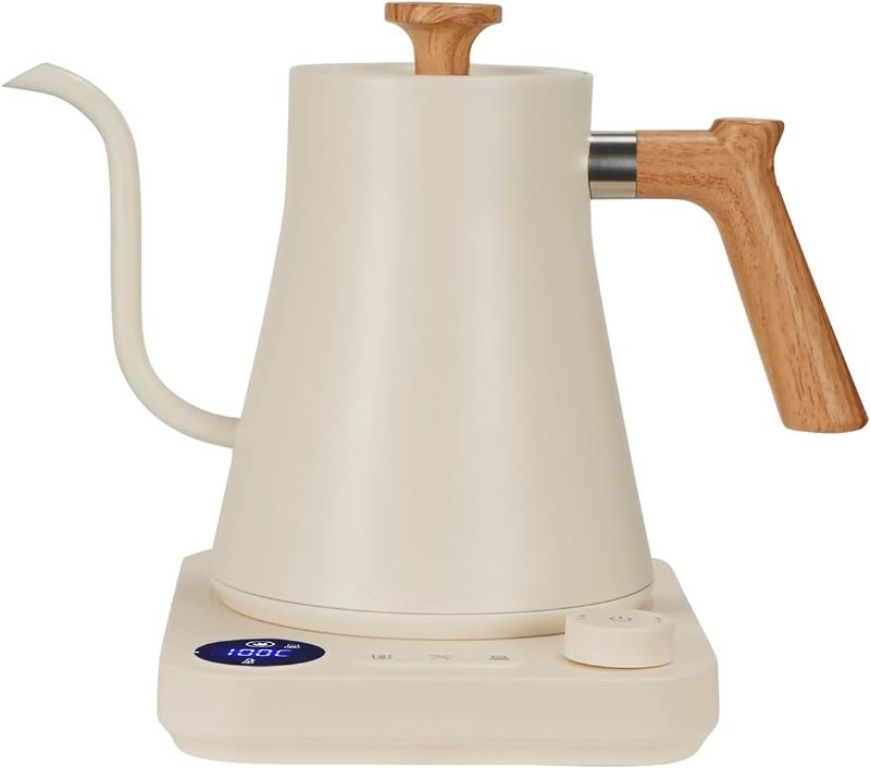 Photo 1 of Gooseneck Electric Kettle,Electric Kettles, ±1? Temperature Control, Ultra-Quiet 304 Stainless Steel, for Coffee, Tea & Milk, Auto Boil Detection, 8 Safety Protections & Memory Function(white, 0.9L)