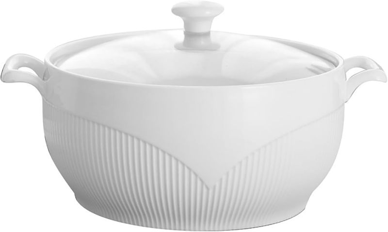 Photo 1 of Ceramic Soup Tureen, Ceramic Soup Pot, Ceramic Round White Dish Casserole/Clay Pot/Earthen Pot/Ceramic Cookware with White Lid Heat Microwave and Dishwasher Safe, Porcelain,9inch
