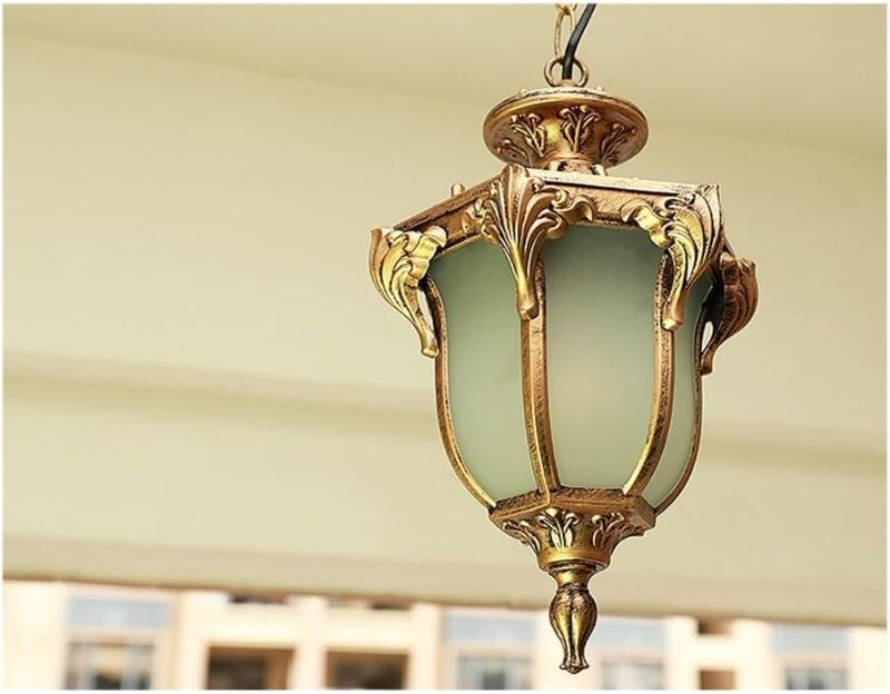Photo 1 of 19.7inch Chain Hanging Ceiling Lighting Waterproof Porch Light Outdoor Pendant Lamp for Farmhouse Entryway(Brass)