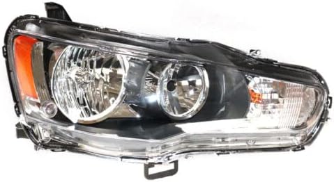 Photo 1 of Headlight Assembly for Mitsubishi Lancer EVO X 2008-2017 Halogen Headlight Front Clear Headlights Black Housing Color (Passenger Side)
