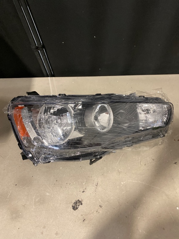 Photo 1 of Headlight Assembly for Mitsubishi Lancer EVO X 2008-2017 Halogen Headlight Front Clear Headlights Black Housing Color (Passenger Side)