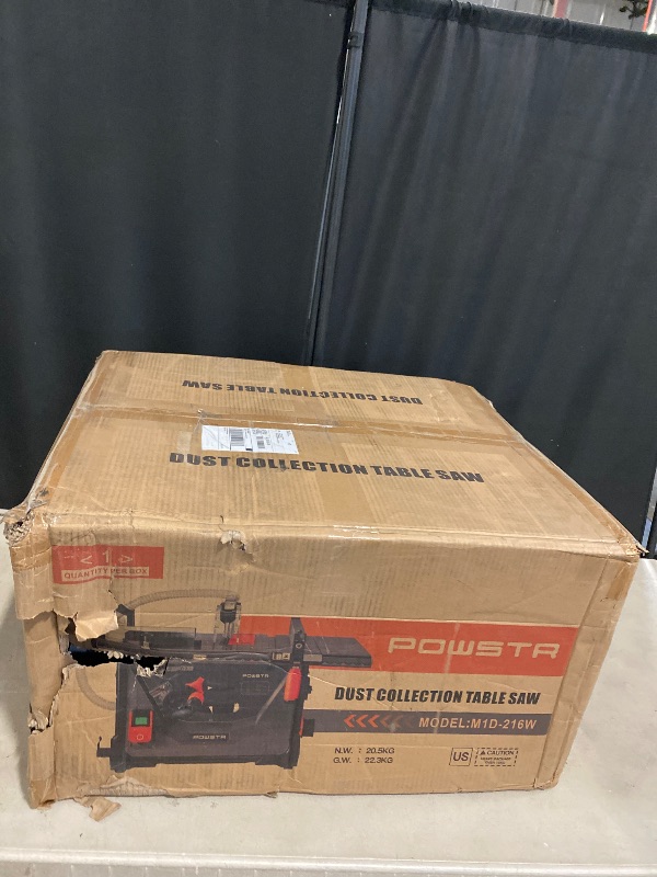 Photo 1 of POWSTRA 8.5 Inch Portable Table Saw with Dust Port, 45° Bevel Cuts & Safety Stop Switch for Woodworking in Home Workshops