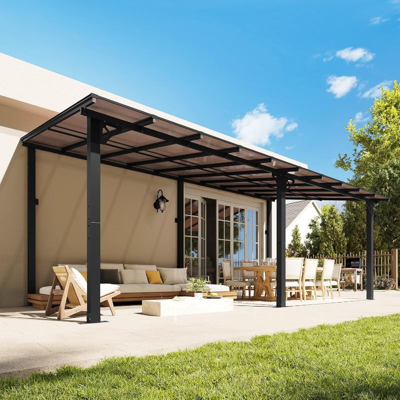 Photo 1 of Box 3/3 ONLY Aoxun 20' x 10' Gazebo for Patio, Gazebo Pergola with Sloped Roof, Large Wall-Mounted Heavy Duty Awnings, for Backyard, Deck, Patio (Black)