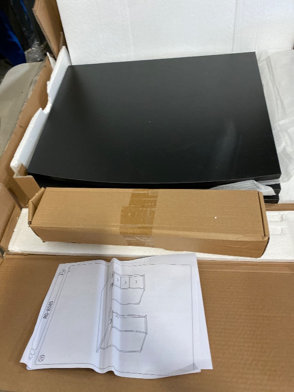Photo 1 of Box 2/2 Black Deluxe Design Computer Desk with Cabinet and 3 Drawers for Home Office Table Workstation - New (Black)