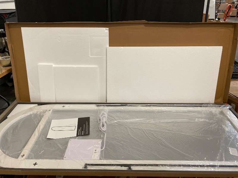 Photo 1 of 3 Color Lighting Full Body Mirror 60"x 16" Arched Floor Mirror with Lights Wall Mounted Free Standing Leaning for Home, White