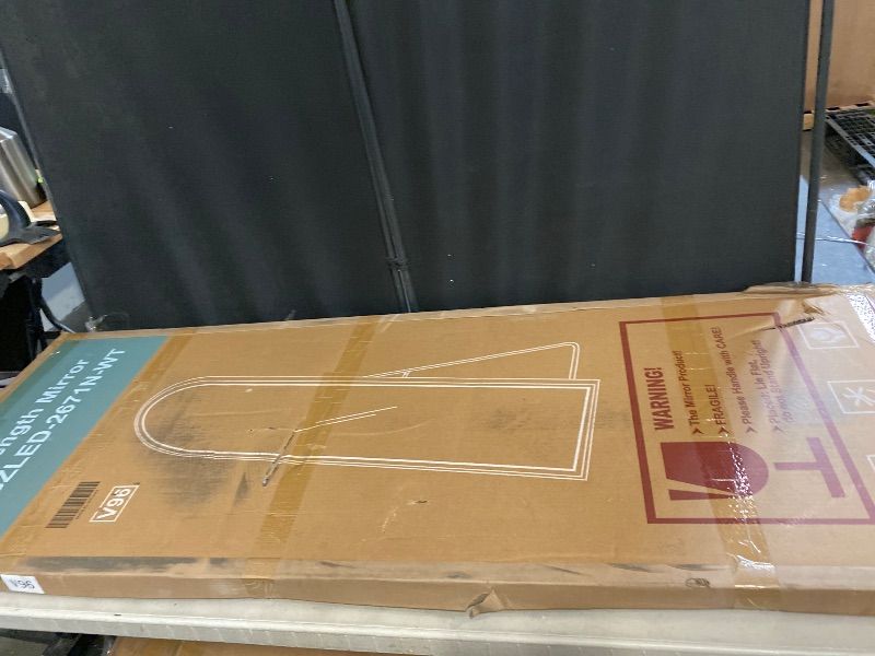 Photo 1 of 3 Color Lighting Full Body Mirror 60"x 16" Arched Floor Mirror with Lights Wall Mounted Free Standing Leaning for Home, White