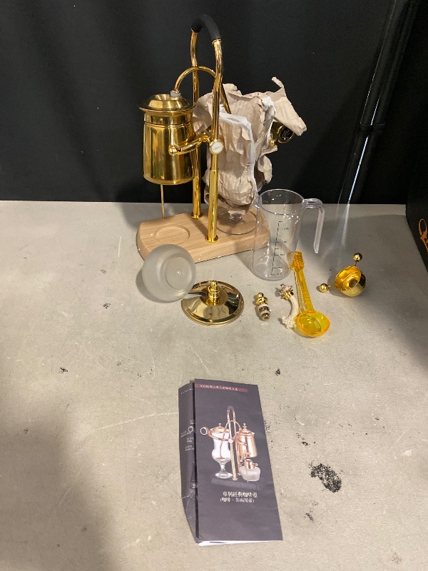 Photo 1 of Belgian/Belgium Family Balance Siphon/Syphon Coffee Maker, Elegant Double Ridged Fulcrum with Tee Handle (Egyptian Black & Gold)