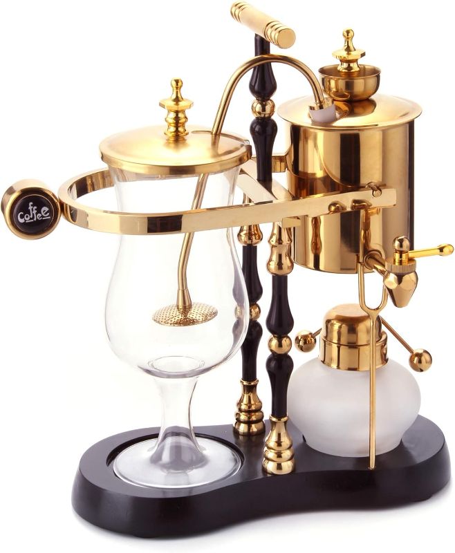 Photo 1 of Belgian/Belgium Family Balance Siphon/Syphon Coffee Maker, Elegant Double Ridged Fulcrum with Tee Handle (Egyptian Black & Gold)