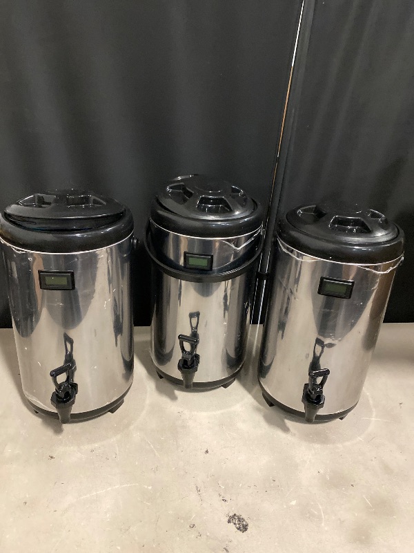Photo 1 of Insulated Beverage Dispenser-WITH HEATING,75 Cup Hot Drink Beverage for Catering-Stainless Steel Hot Beverage Dispenser 12 L/3.2 Gallon Hot Coffee Dispenser with Spigot for tea, Water,(silver)