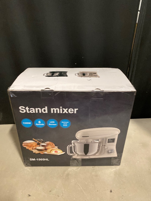 Photo 1 of 1500W Commercial Stand Mixer, 3-In-1 Stand Mixer- With 6 Pulse Settings, With Dough Hook+ Whisk+ Mixing Beater,Led Display,Easy To Clean,For Baking, Cake, Kneading,White