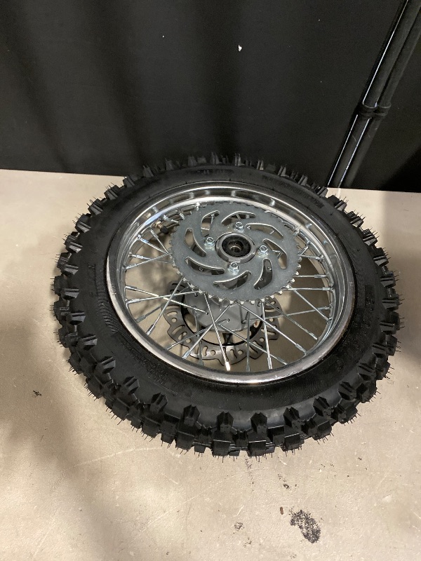 Photo 1 of 3.00-12 80/100-12 Rear Rim Wheel Tire Compatible with 90cc 110cc 125cc SSR125 Coolster QG-214 Taotao DB14 65 SX KX65 Baja DR70 Off Road Pit Dirt Bike Motorcycle Parts with Brake Rotor Sprocket
